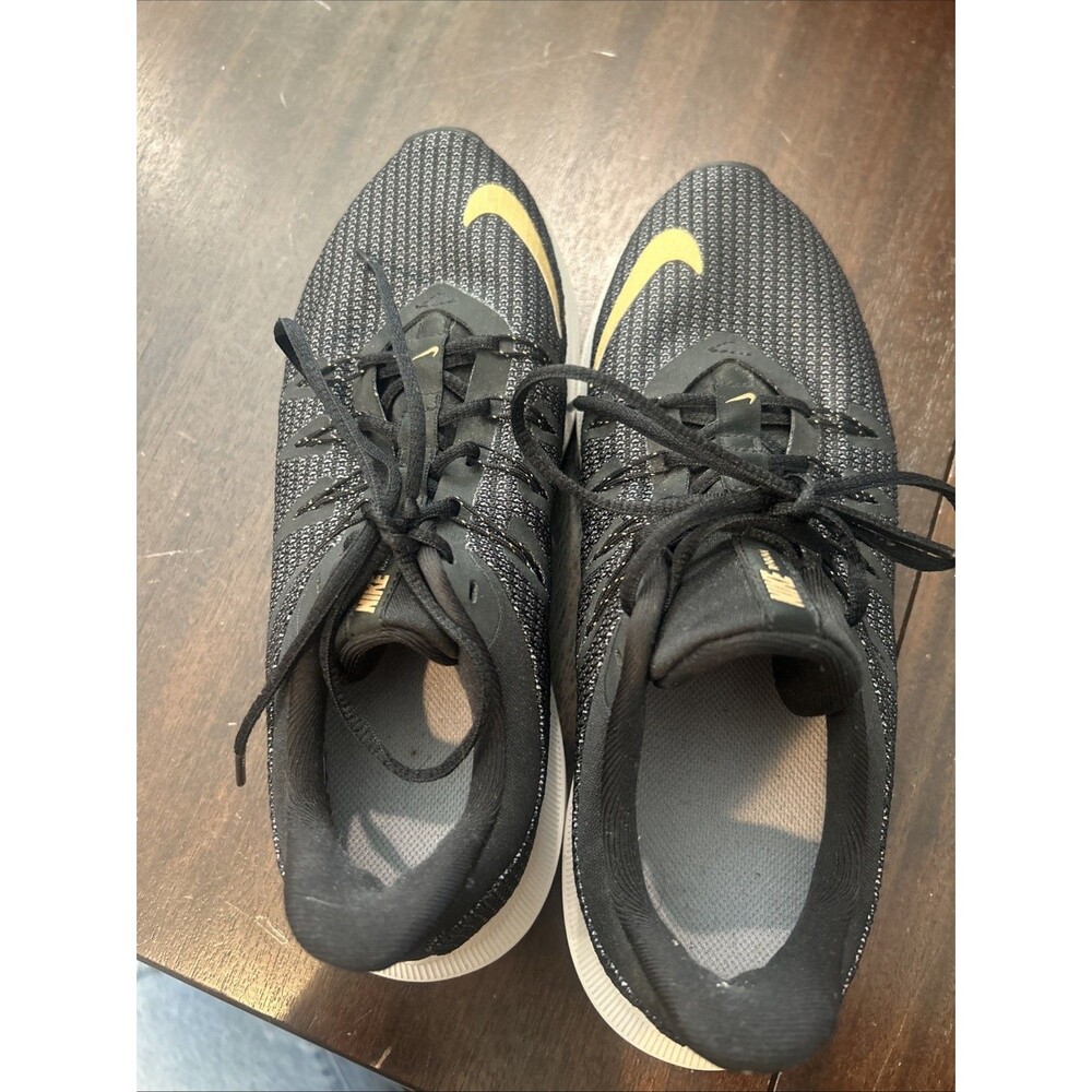 S25 Size 6.5 Women- Nike Running Quest Black Metallic Gold White